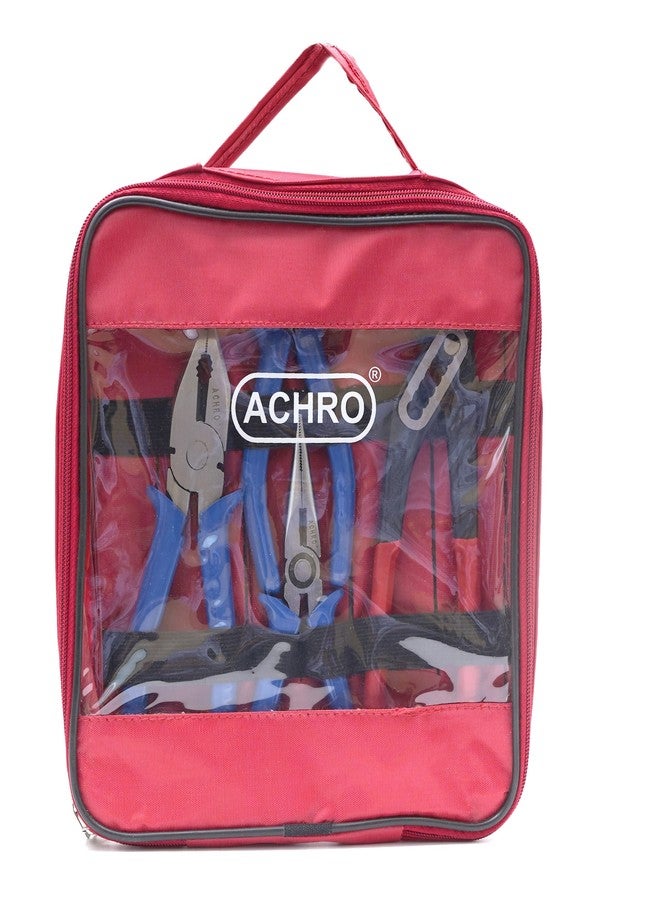 ACHRO Plier Set Of 4 Pieces, 8 Inch Combination plier, 6 Inch Long Nose, 6 Inch Diagonal Cutting plier And 10 Inch Water Pump Plier (Pouch Packing) - Image 4